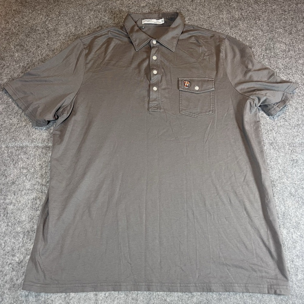 Criquet Polo Shirt Mens 2XL Gray 4 Button Up Elijah Craig Bourbon Logo Pocket - Picture 4 of 8